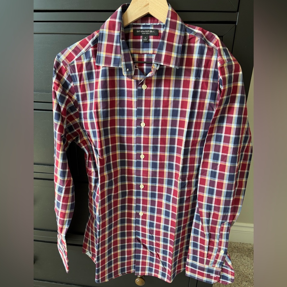 Men's Plaid Shirt - Red and Blue